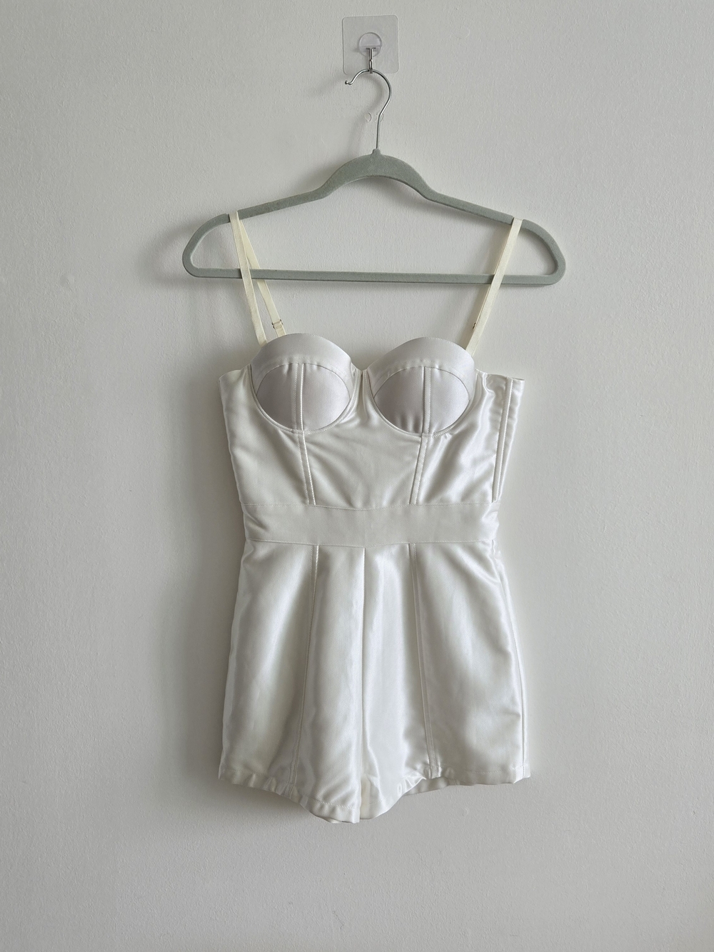 MISHA COLLECTION Ivory Satin Bustier Romper